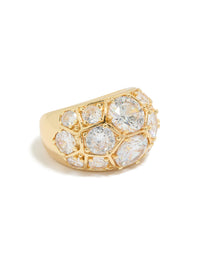 Gold Plated Extra Large Diamantes Ring - link has visual effect only