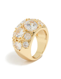 Gold Plated Extra Large Diamantes Ring - link has visual effect only