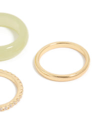 Gold Plated Acrylic & Cubic Zirconia Rings 3-Pack - link has visual effect only