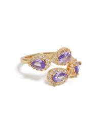 Gold Plated Glitzy Purple Cubic Zirconia Wrap  Around Ring - link has visual effect only