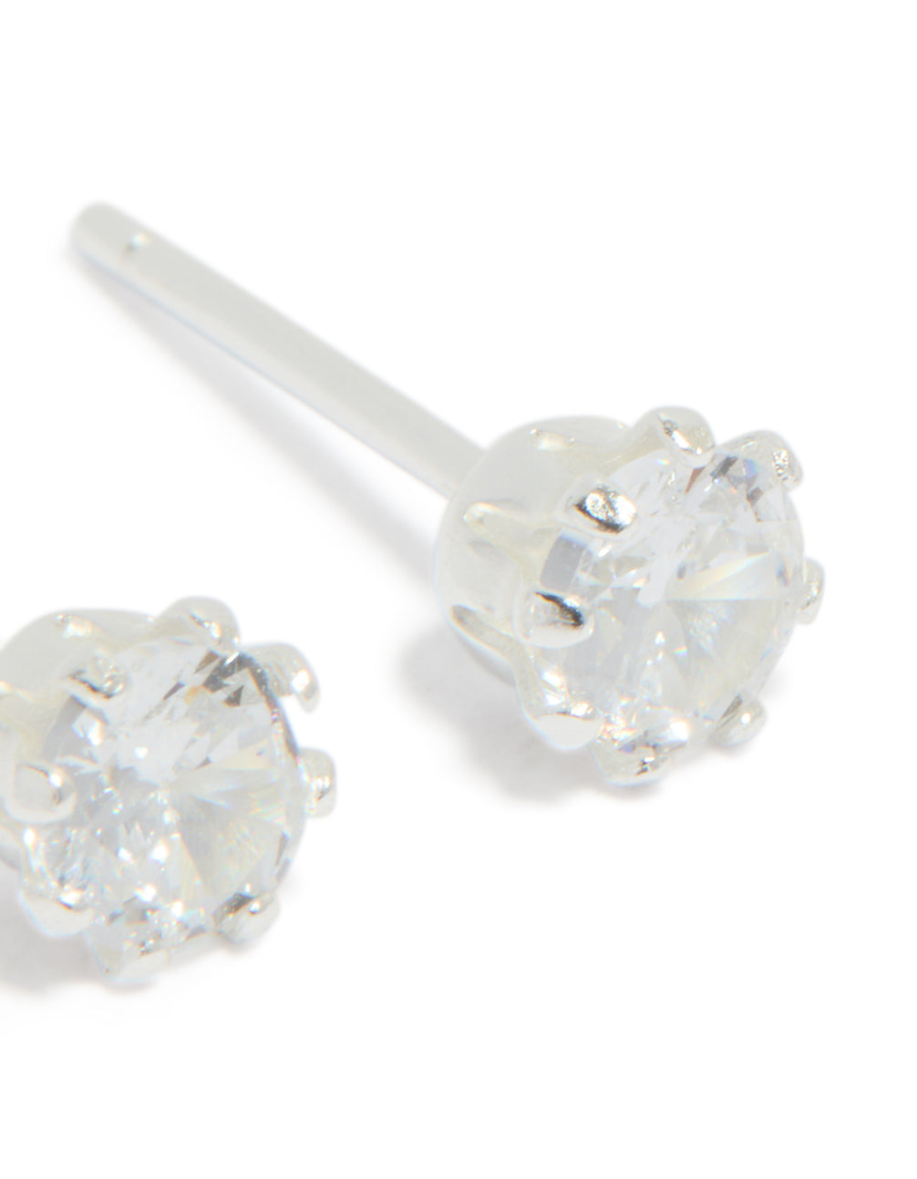 Sterling Silver Cubic Zirconia Claw Set Stud Earrings