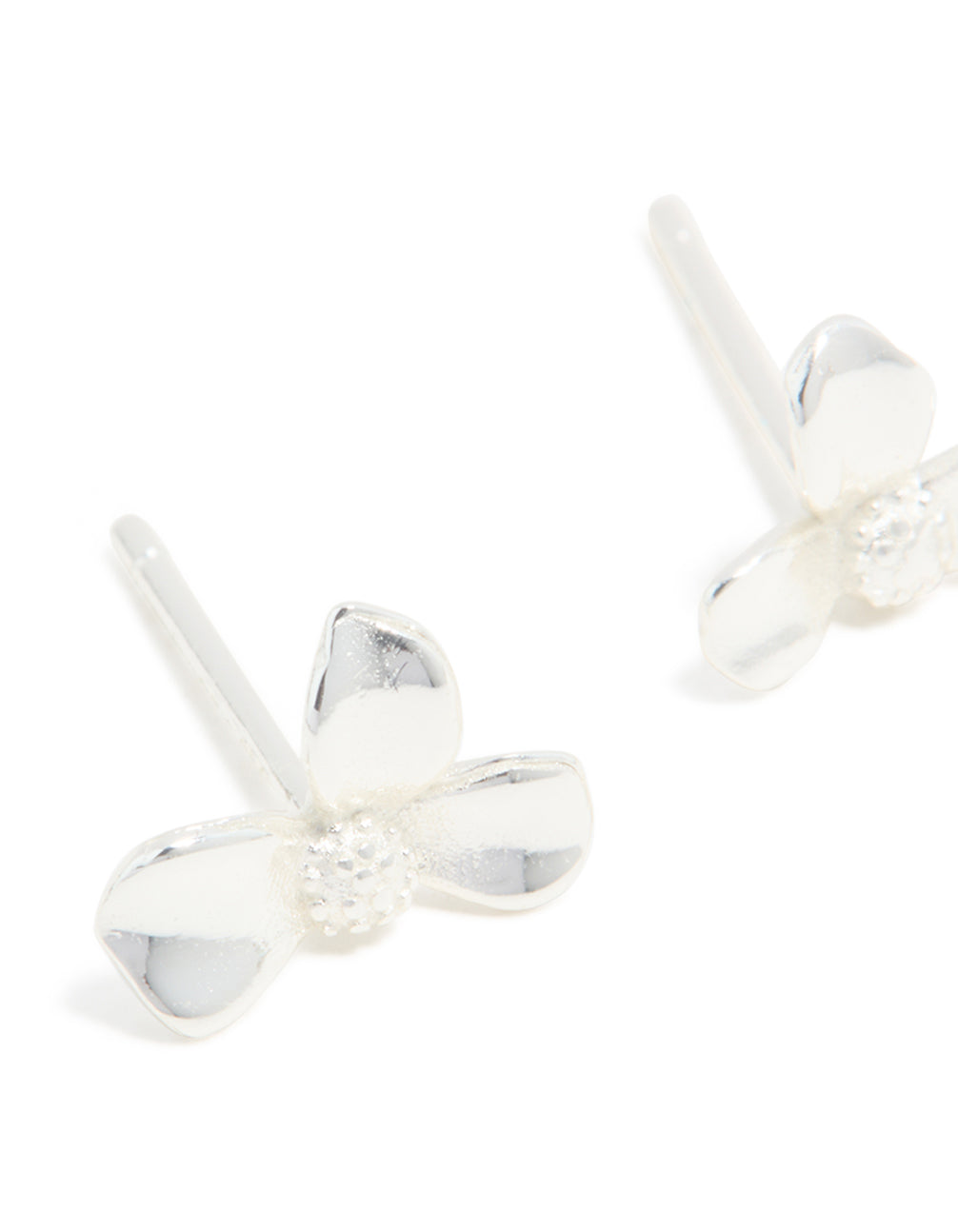 Sterling Silver Flower Petal Stud Earrings