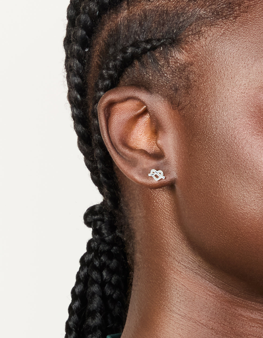 Sterling Silver Heart Knot Stud Earrings