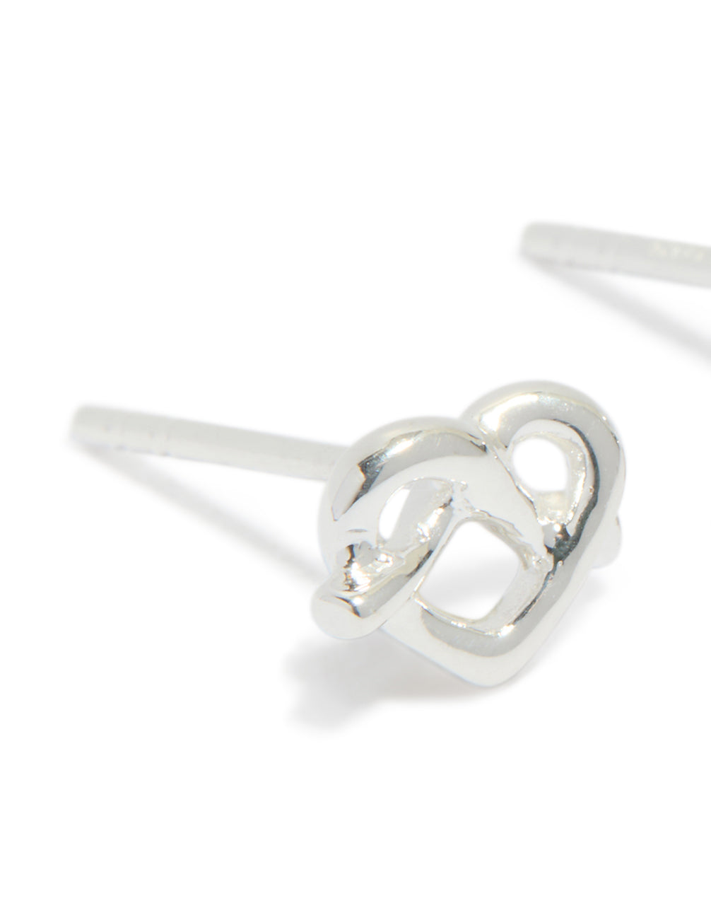 Sterling Silver Heart Knot Stud Earrings