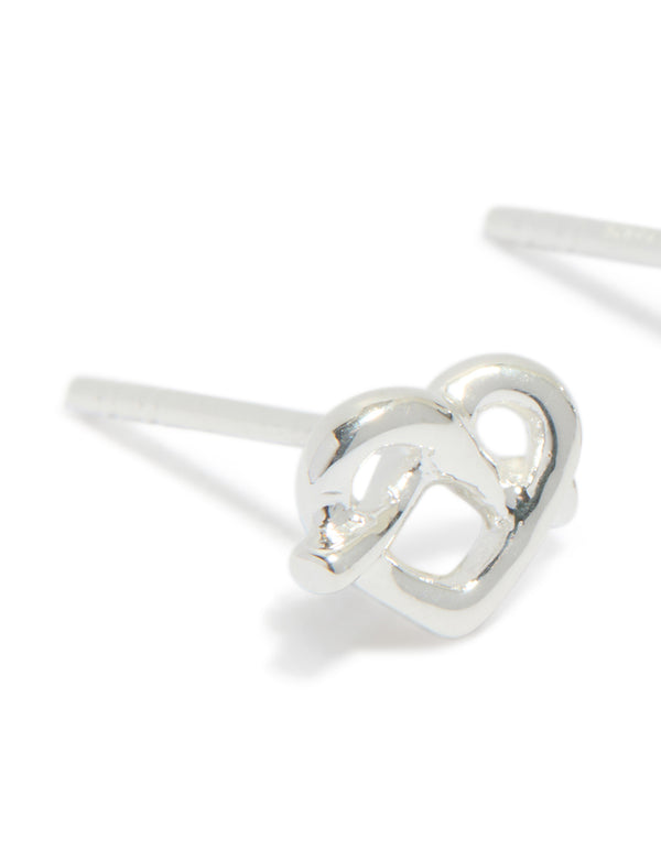 Sterling Silver Heart Knot Stud Earrings