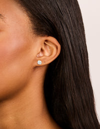 Sterling Silver Cubic Zirconia Square Stud Earrings - link has visual effect only