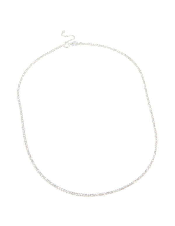 Sterling Silver Cubic Zirconia Tennis Necklace
