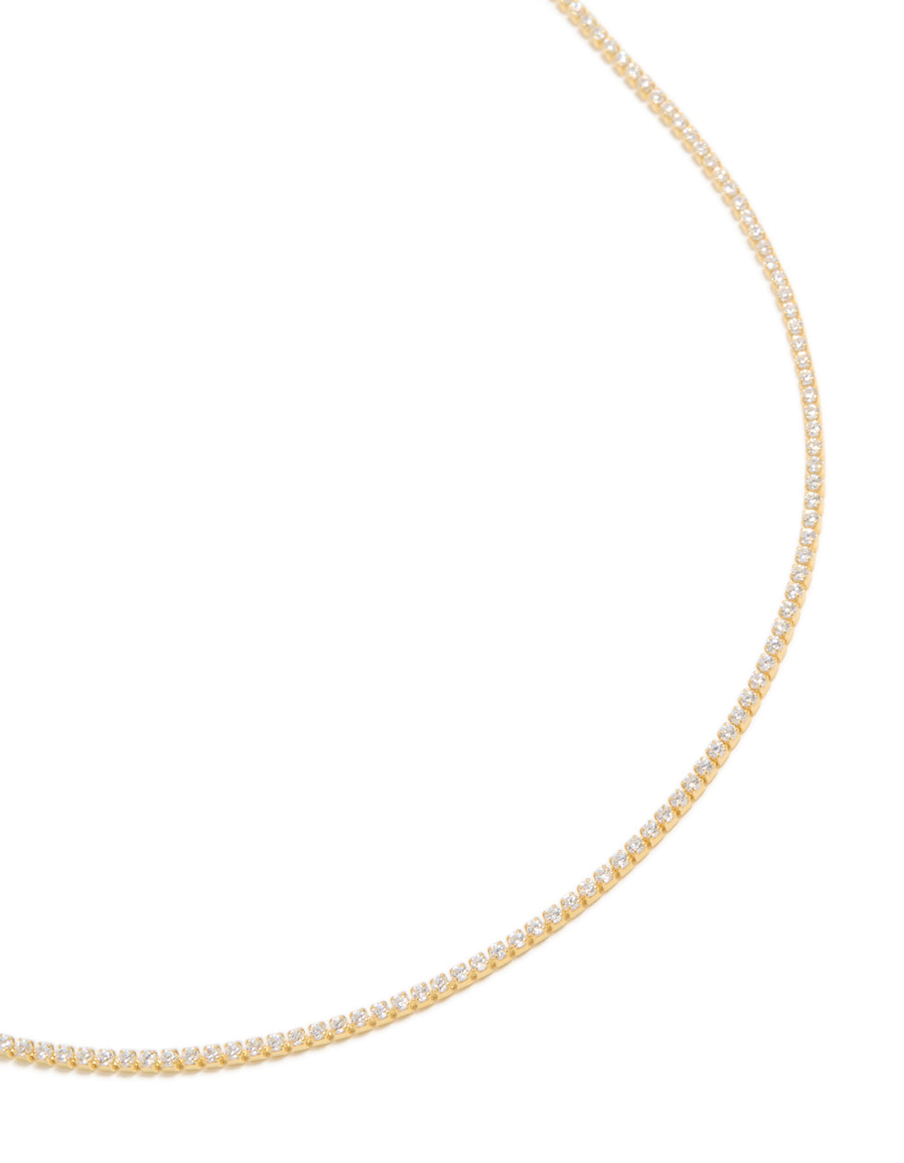 Gold Plated Sterling Silver Cubic Zirconia Tennis Necklace