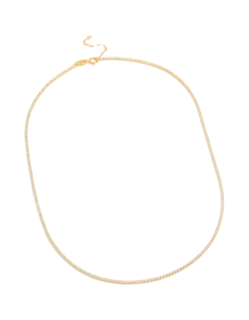Gold Plated Sterling Silver Cubic Zirconia Tennis Necklace