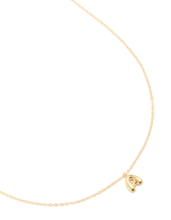 Gold Plated Sterling Silver Bubble Letter A Necklace