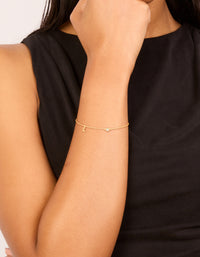 Gold Plated Sterling Silver Cubic Zirconia Letter L Bracelet - link has visual effect only