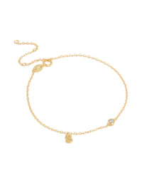 Gold Plated Sterling Silver Cubic Zirconia Letter S Bracelet - link has visual effect only