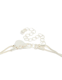 Shop this silver plated double layered cubic zirconia and pearl necklace clasp detail view - link has visual effect only
