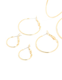 Gold Plated Fine Thin Hoop Earrings 4 Pack - link has visual effect only