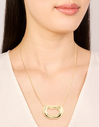 Gold Plated Open Organic Oval Pendant Necklace - link has visual effect only