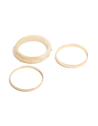 Gold & Cream Acrylic Studded Bangles 3-Pack - link has visual effect only