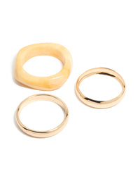 Gold & Cream Acrylic Bangles 3-Pack - link has visual effect only