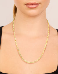 Waterproof Gold Plated Stainless Steel Teardrop Chain Link Necklace - link has visual effect only