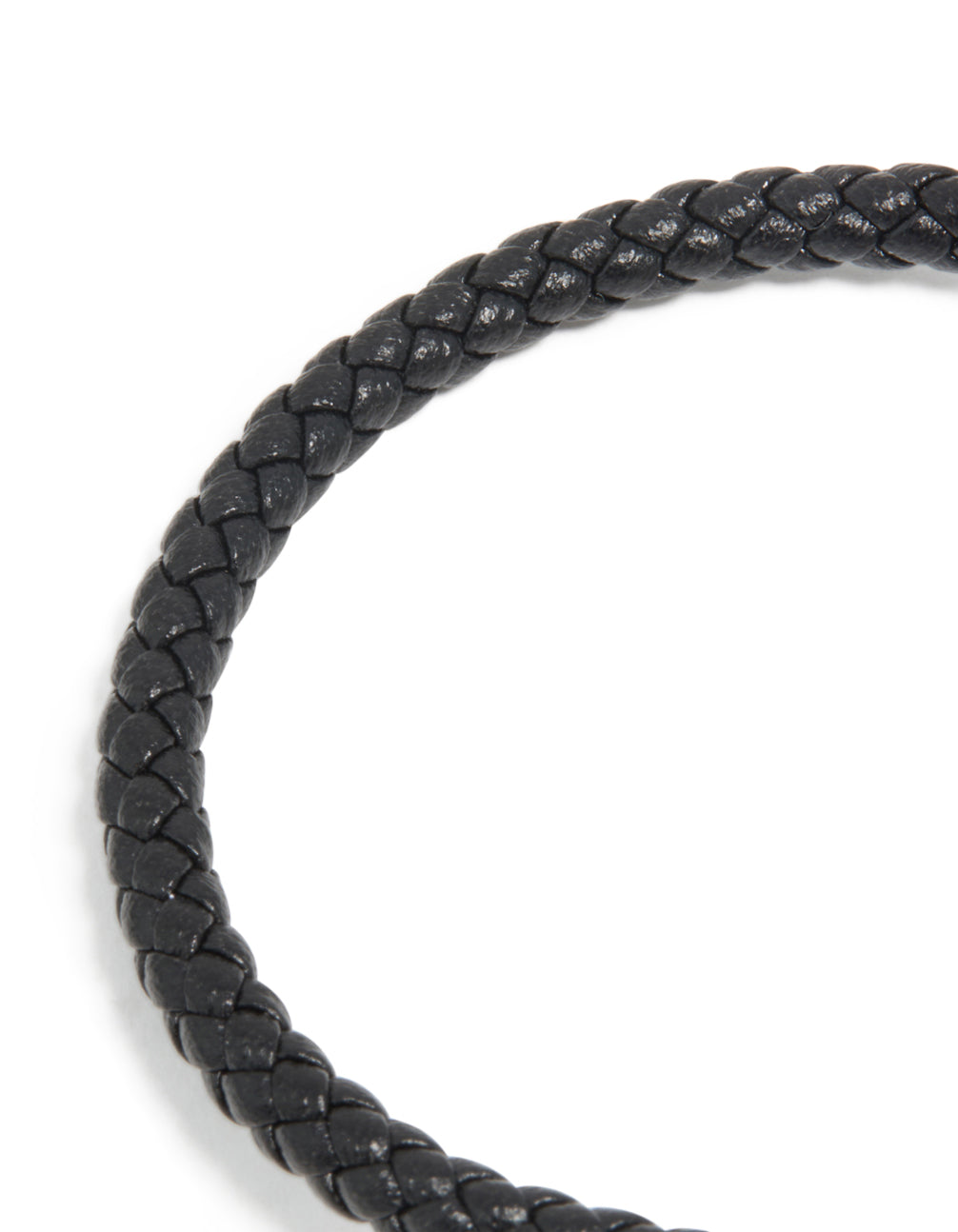 Waterproof gold plated stainless steel black PU leather braided chunky link bracelet view