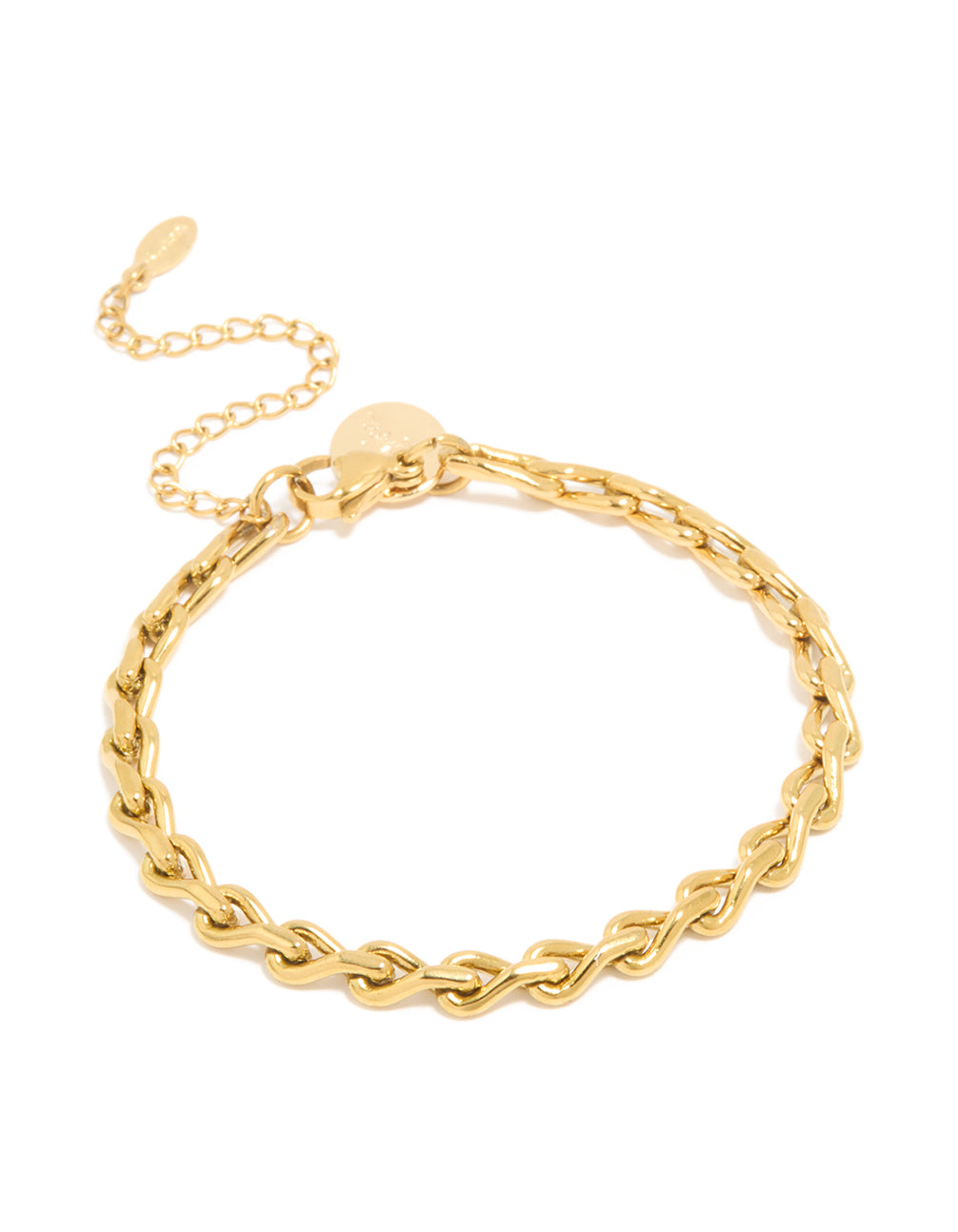 Elegant waterproof gold plated stainless steel teardrop chain link bracelet front view