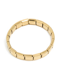 Waterproof Gold Plated Stainless Steel Stretch Watch Link Bracelet - link has visual effect only
