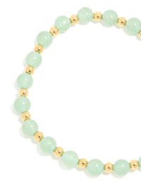 Waterproof Gold Plated Stainless Steel Green Beaded Stretch Bracelet - link has visual effect only