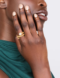 Waterproof Gold Plated Stainless Steel Diamante Swirl Ring - link has visual effect only