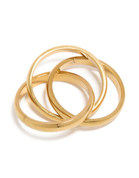 Designed with waterproof triple layered twist moving ring construction in gold plated stainless steel with dainty style close up view - link has visual effect only
