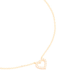 Gold Plated Brass Cubic Zirconia Pavé Heart Necklace - link has visual effect only