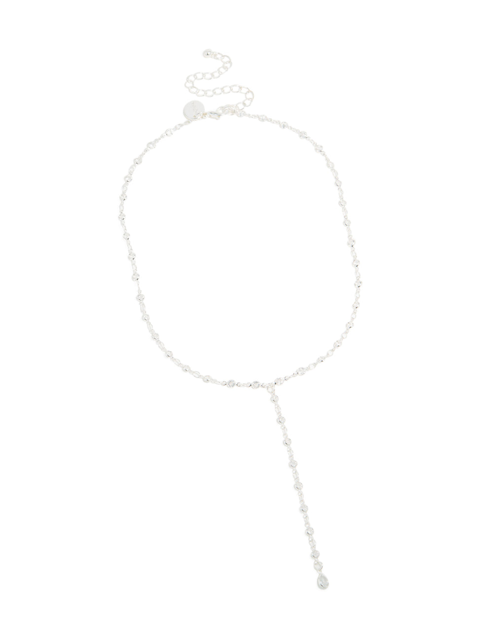Silver Plated Cubic Zirconia Circle Detail Y-Necklace