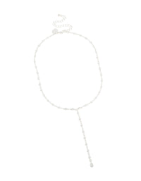 Silver Plated Cubic Zirconia Circle Detail Y-Necklace - link has visual effect only