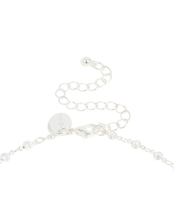 Silver Plated Cubic Zirconia Circle Detail Y-Necklace