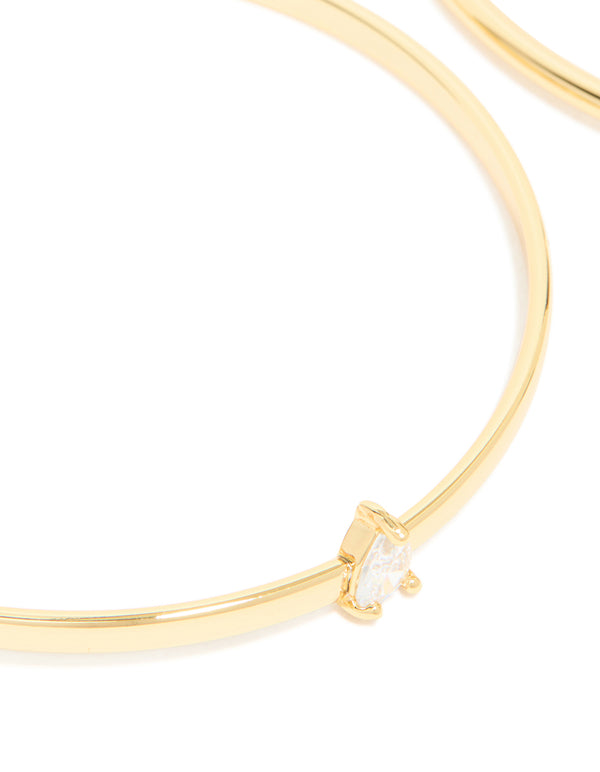Gold Plated Cubic Zirconia Rectangle & Teardrop Bangles 2-Pack