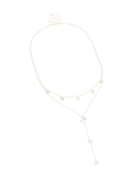 Silver Plated Cubic Zirconia Teardrop & Round Layered Y-Necklace - link has visual effect only