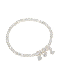 Silver Plated Cubic Zirconia Mixed Charm Tennis Bracelet - link has visual effect only