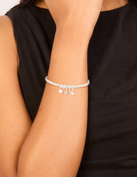 Silver Plated Cubic Zirconia Mixed Charm Tennis Bracelet - link has visual effect only
