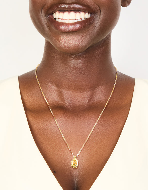 Gold Plated Brass Citrine November Birthstone Necklace
