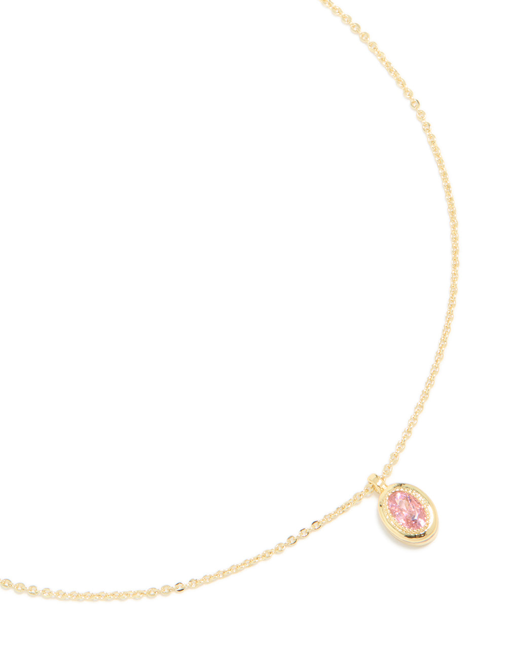 Gold Plated Brass Pink Tourmaline October Birthstone Necklace