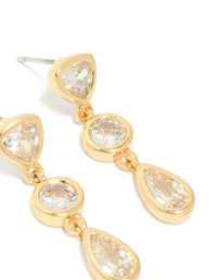 Gold Plated Cubic Zirconia Organic Circle Triple Drop Earrings - link has visual effect only
