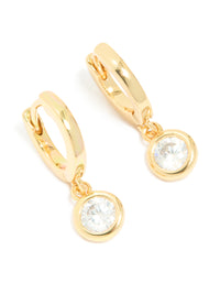 Gold Plated Cubic Zirconia Circle Huggie Earrings - link has visual effect only