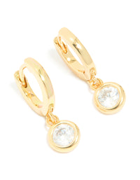 Gold Plated Cubic Zirconia Circle Huggie Earrings - link has visual effect only