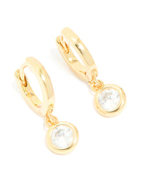 Gold Plated Cubic Zirconia Circle Huggie Earrings - link has visual effect only