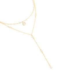 Gold Plated Cubic Zirconia Layered Y-Necklace - link has visual effect only