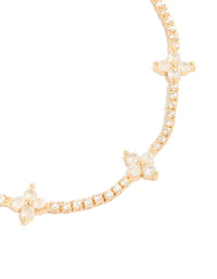 Gold Plated Cubic Zirconia Flower Toggle Bracelet - link has visual effect only
