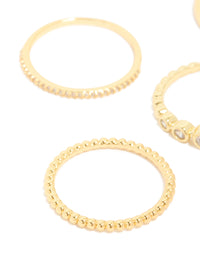 Gold Plated Cubic Zirconia Bezel Rings 5-Pack - link has visual effect only