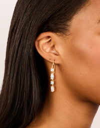 Gold Plated Cubic Zirconia Oval & Round Alternating Drop Earrings - link has visual effect only