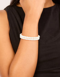 Gold Plated Classic Pearl Bracelets 2-Pack - link has visual effect only