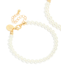 Gold Plated Classic Pearl Bracelets 2-Pack - link has visual effect only