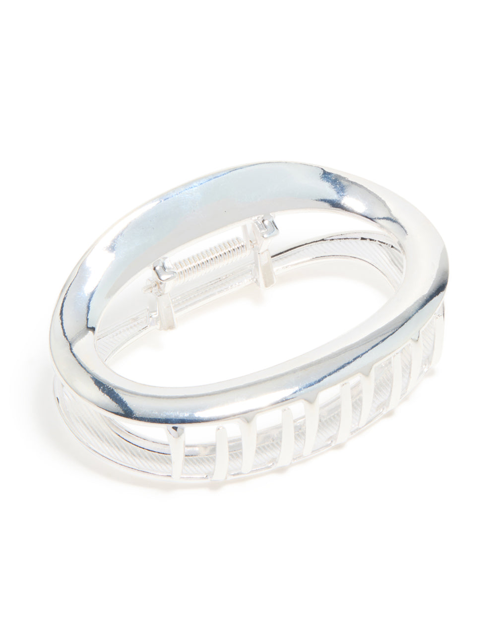 Silver Metal Oval Hair Claw Clip