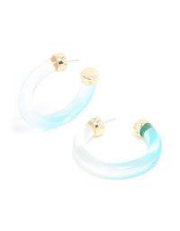 Translucent & Light Blue Ombre Large Open Hoop Earrings - link has visual effect only